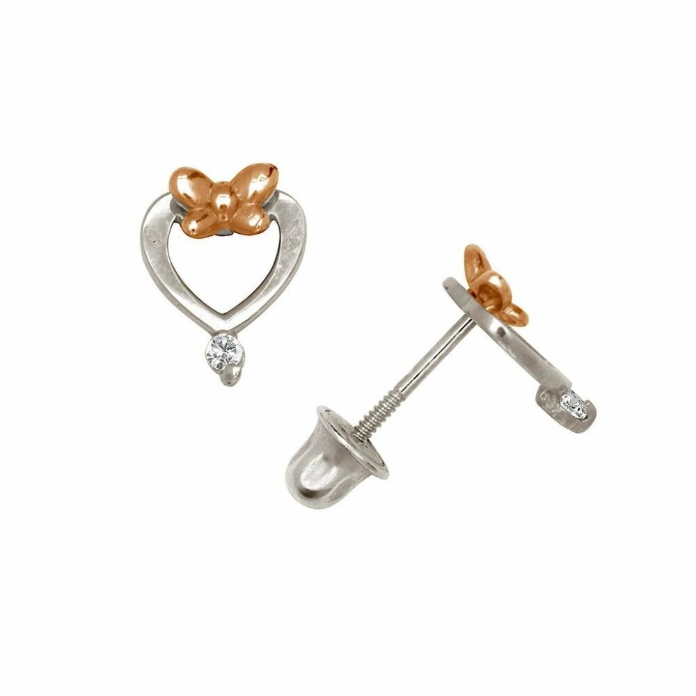 14k Solid Gold Tiny Heart Stud Screw Back Earring… - image 3